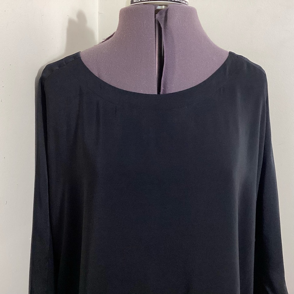Eileen Fisher Silk Crepe De Chine Black Tunic M Lagenlook - Picture 7 of 16